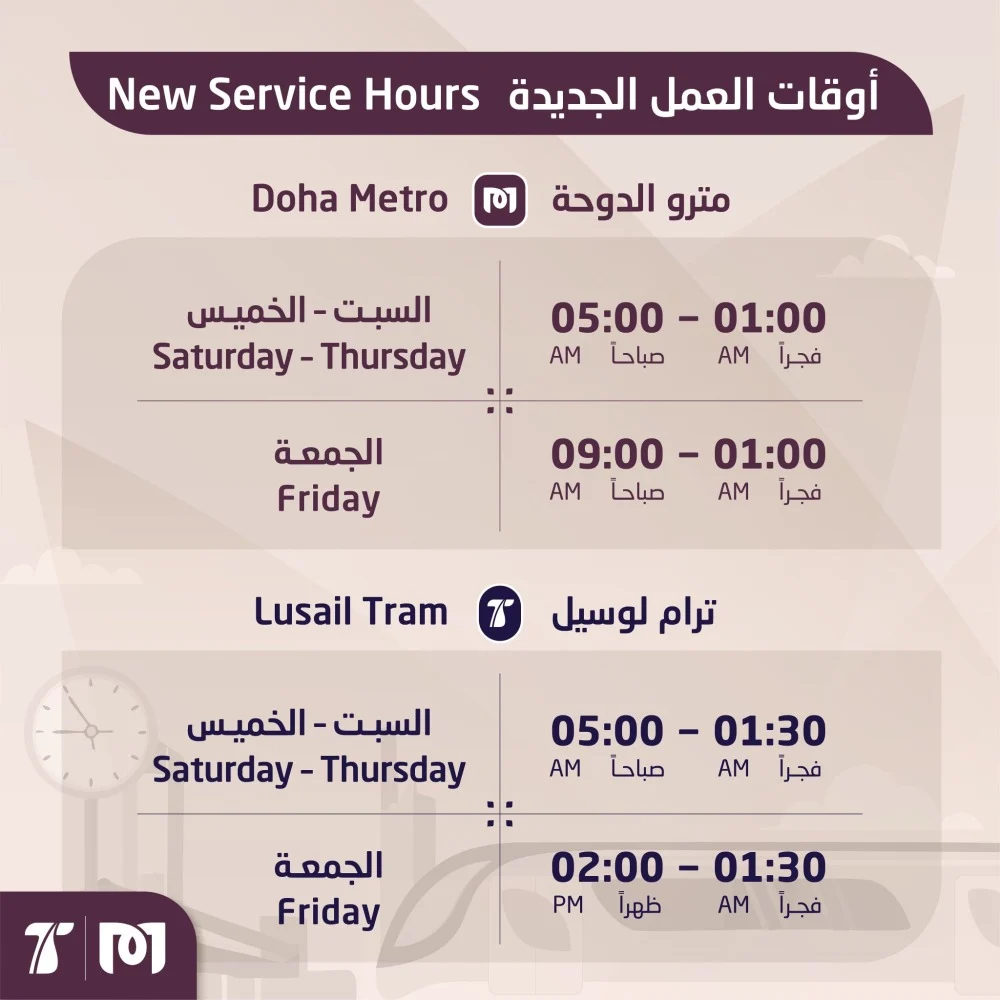 تغيير مواعيد ترام  لوسيل