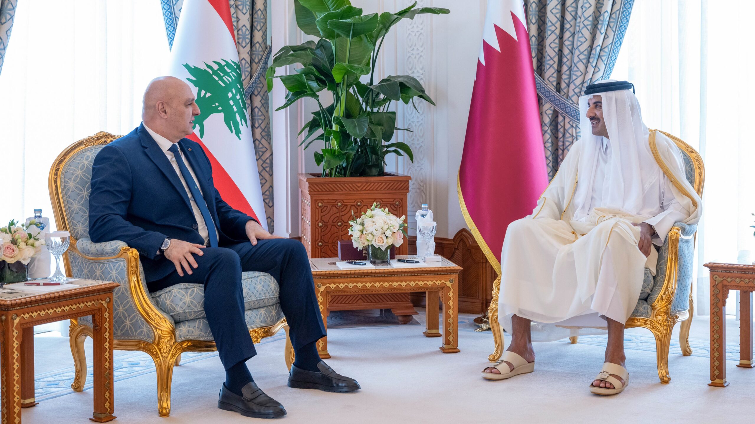 أمير قطر مع الرئيس اللبناني