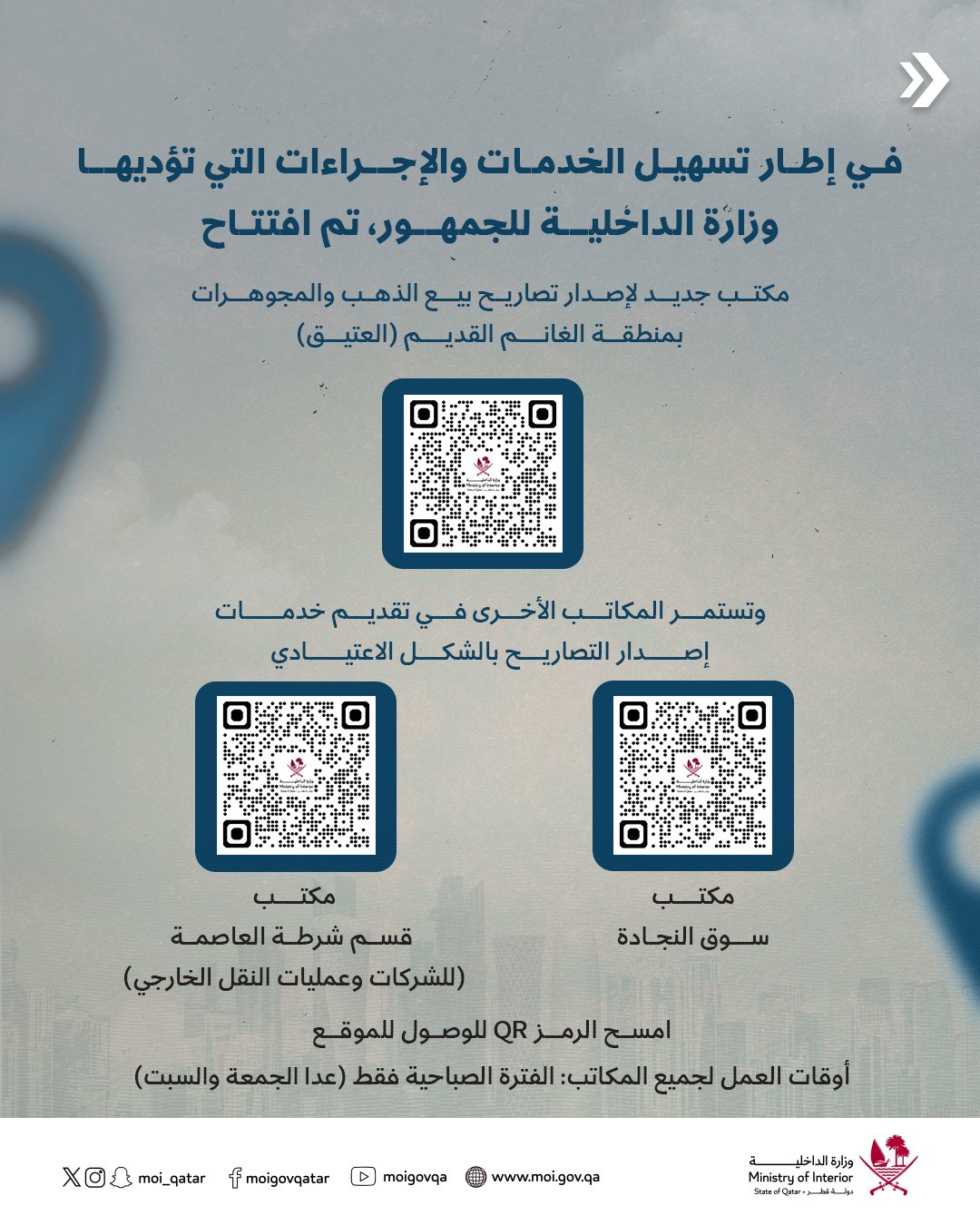 مكتب جديد لإصدار تصاريح بيع الذهب والمجوهرات بمنطقة الغانم القديم (العتيق)