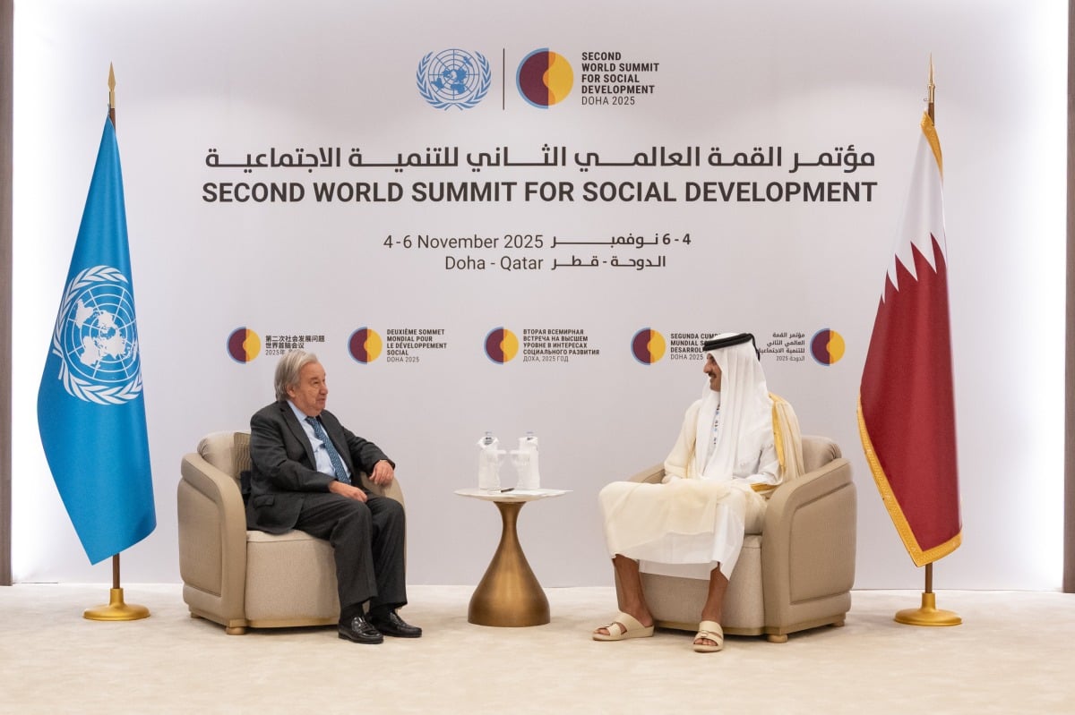 أمير قطر يلتقي الأمين العام للأمم المتحدة