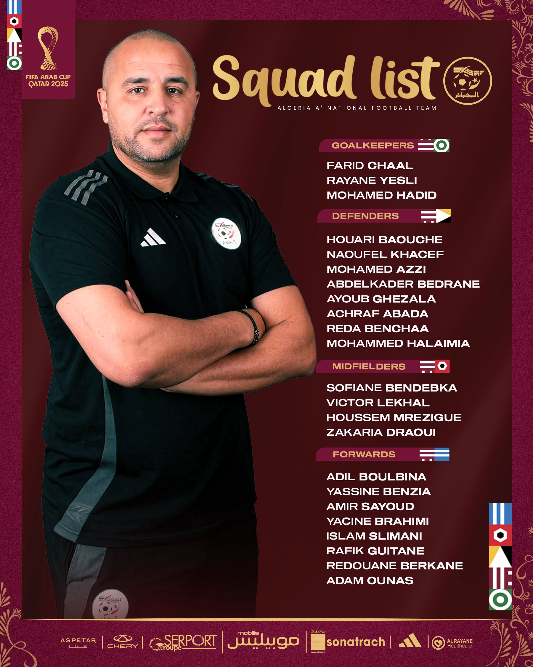 قائمة اللاعبين الجزائريين المعنيين بكأس العرب
