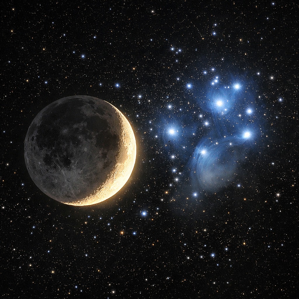 ظاهرة فلكية لافتة في سماء قطر.. الهلال يلتقي نجوم الثريا